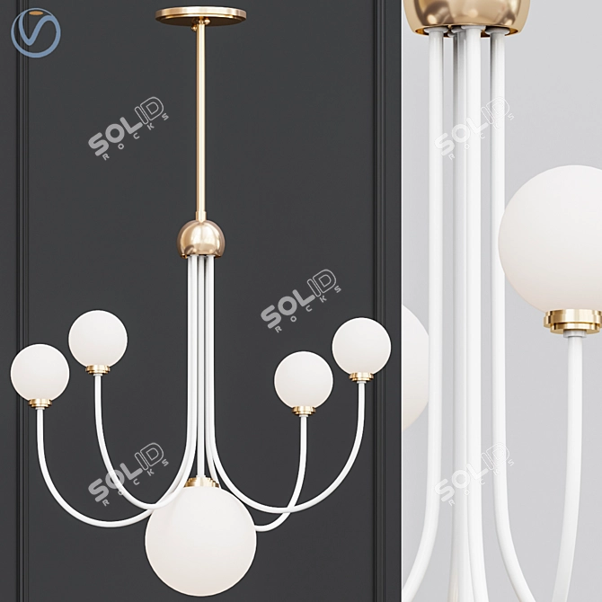 Opal Shiny Glass Chandelier: Coco 5 Light 3D model image 1