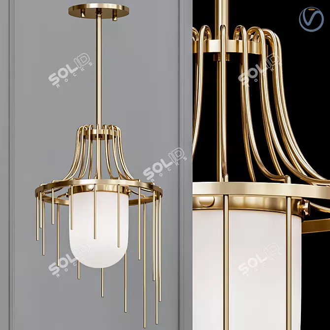 Elegant Aged Brass Pendant 3D model image 1