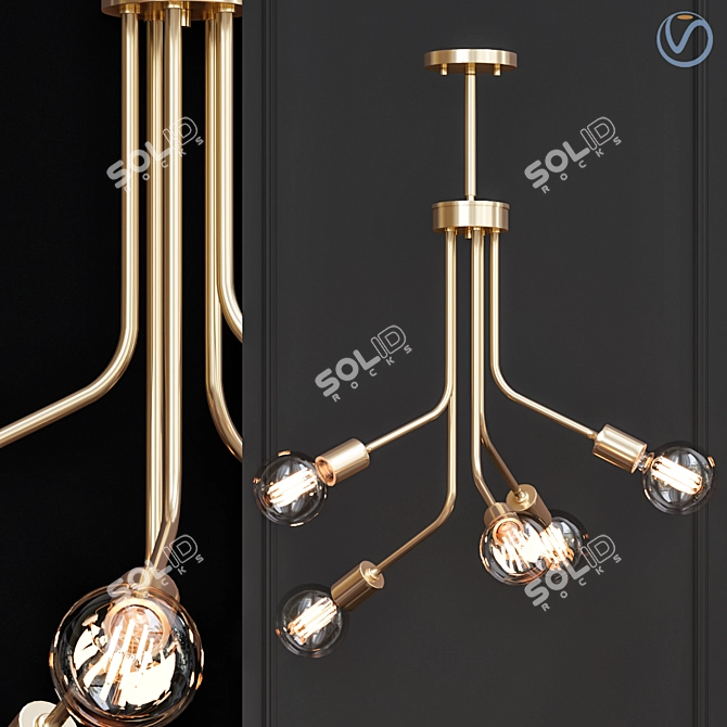 Elegant Chrome Pendant Light 3D model image 1