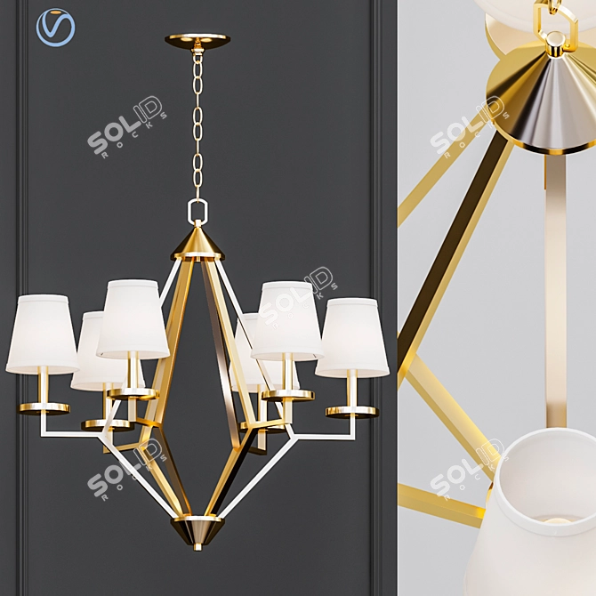 Gleaming Gold Chandelier: Illuminate Your Space 3D model image 1