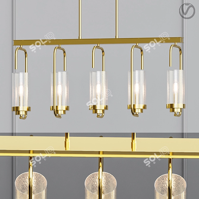 Vintage Brass Linear Pendant 3D model image 1