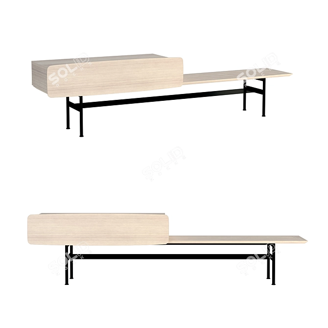 Modern Storage Bench: 158x46x55cm 3D model image 1