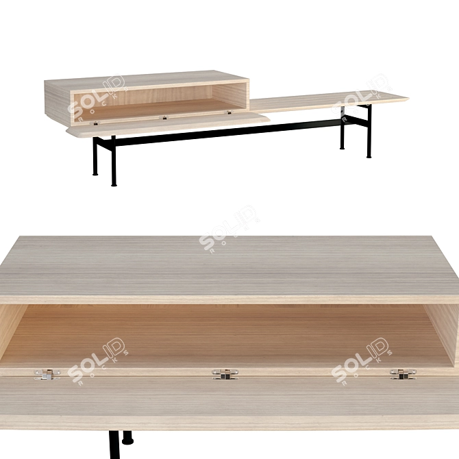 Modern Storage Bench: 158x46x55cm 3D model image 2