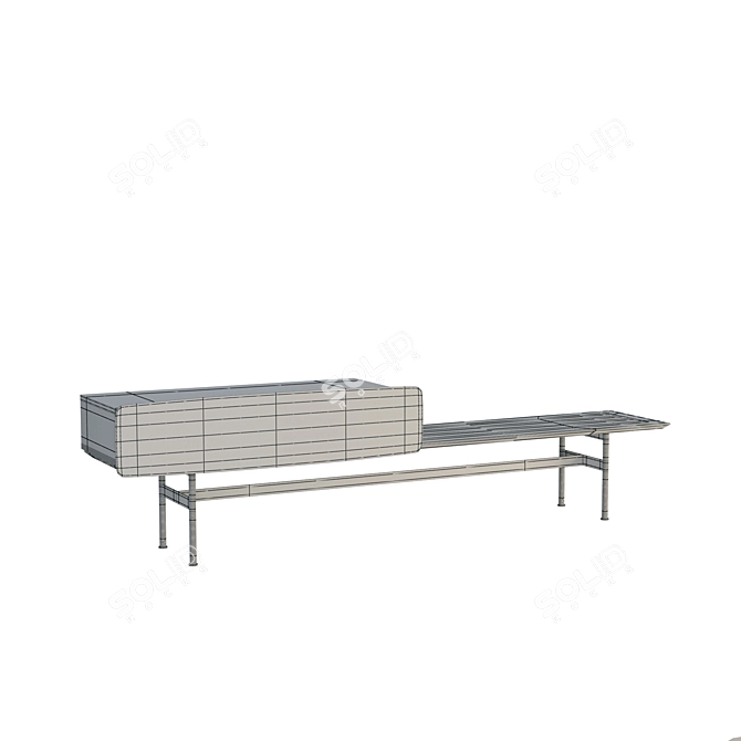 Modern Storage Bench: 158x46x55cm 3D model image 3