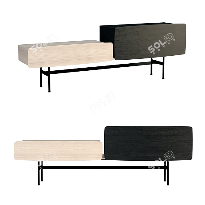 Strong Storage Bench: 158x46x73cm 3D model image 1