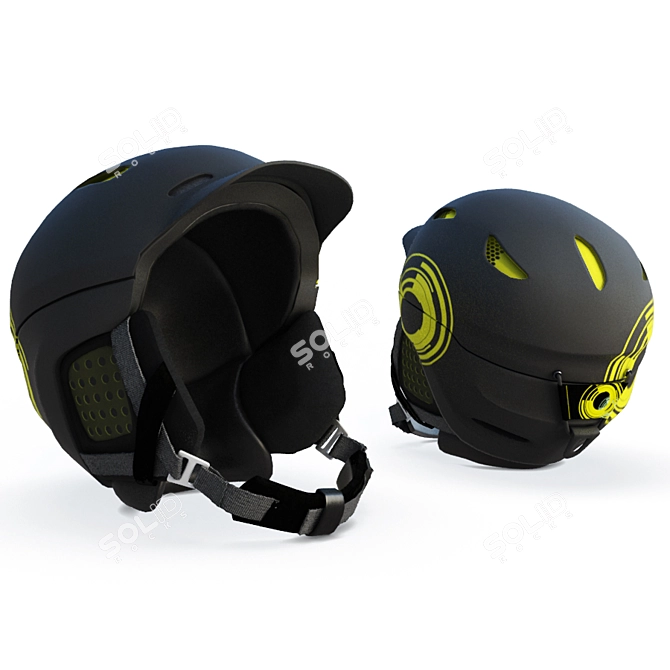 Sleek Black Ski Helmet 3D model image 1