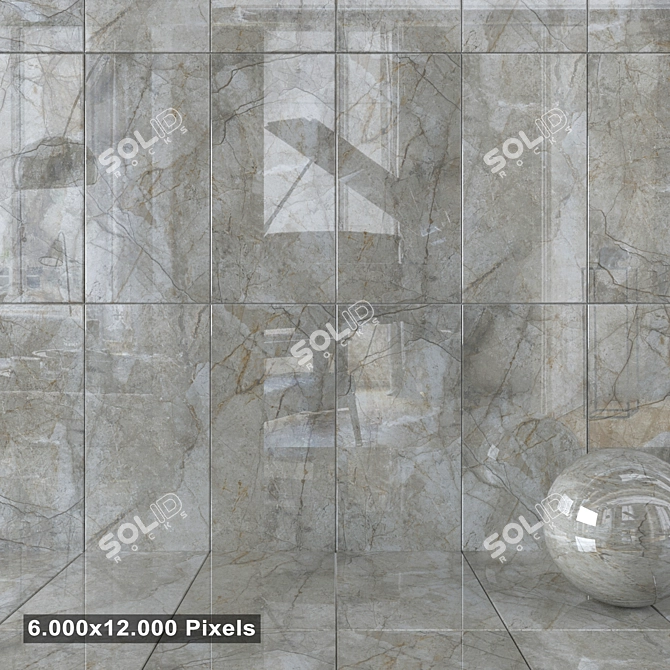 Elegant Marble Silver River Wall Set 3D model image 1