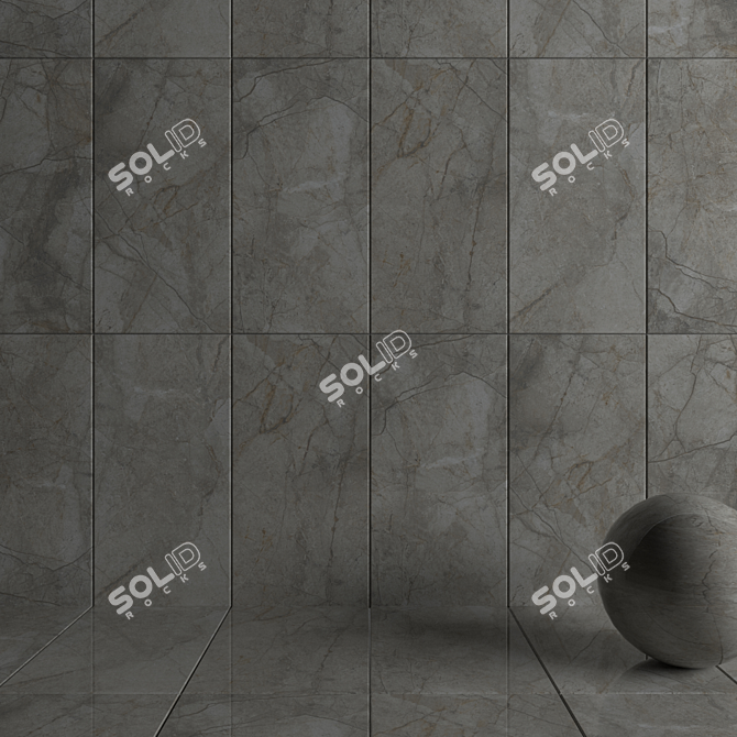 Elegant Marble Silver River Wall Set 3D model image 3