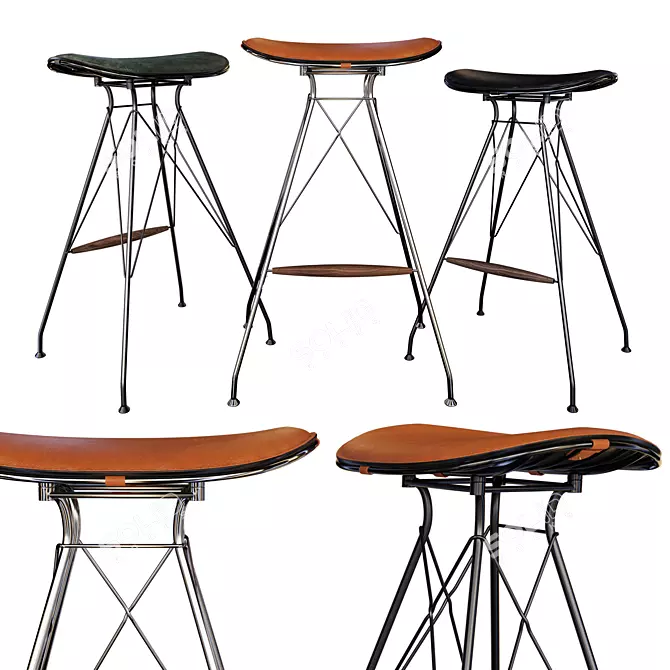 Modern Wire Bar Stool: Sleek and Stylish 3D model image 1
