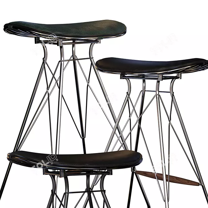 Modern Wire Bar Stool: Sleek and Stylish 3D model image 2