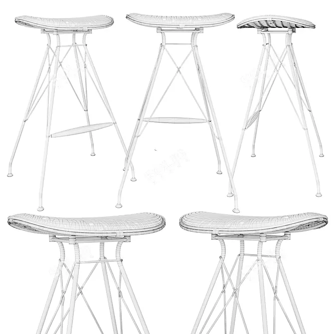 Modern Wire Bar Stool: Sleek and Stylish 3D model image 3