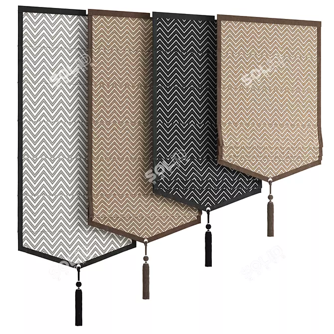 Elegant Roman Curtain Set 3D model image 1