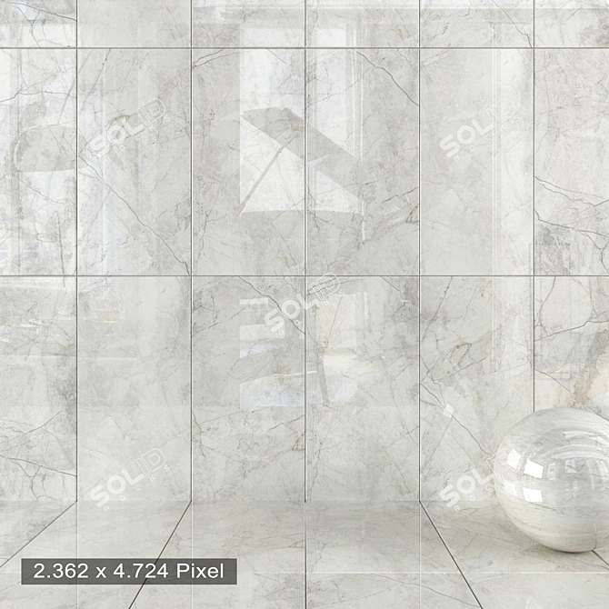 Silver River Light Wall Tiles - Elegant Marble 3D model image 1