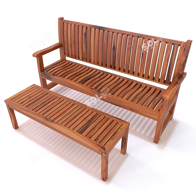 Versatile Bench & Table Set 3D model image 2