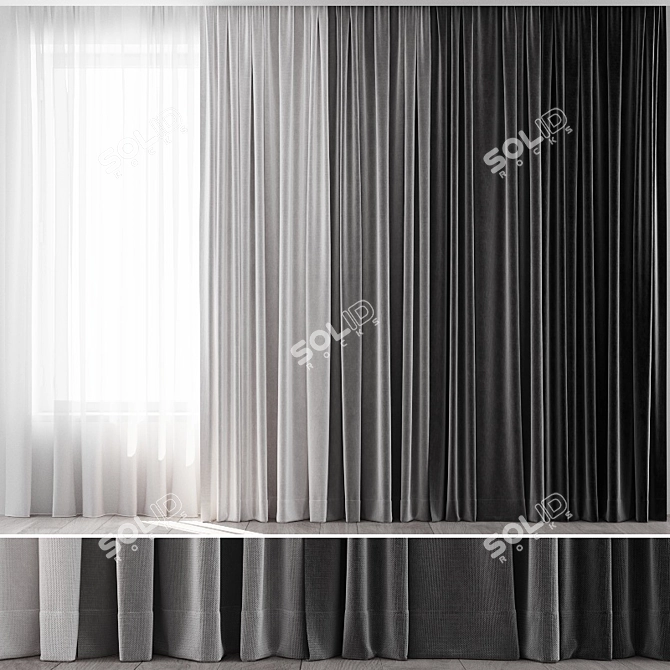 Colorful Curtain Set: 4 Options 3D model image 1