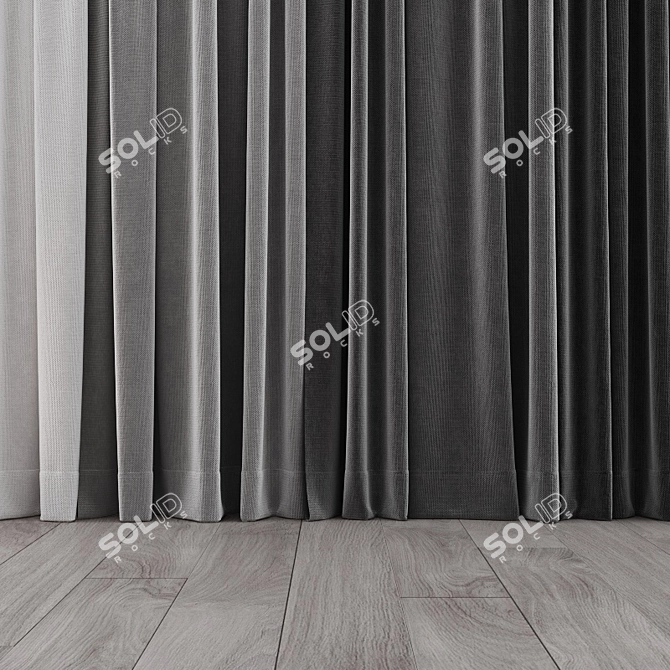 Colorful Curtain Set: 4 Options 3D model image 2