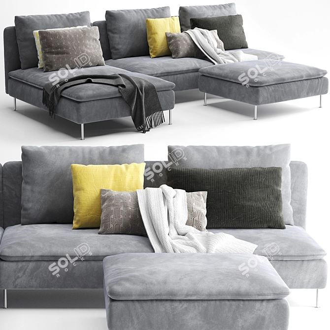 Sleek and Versatile Sofa 3D model image 1