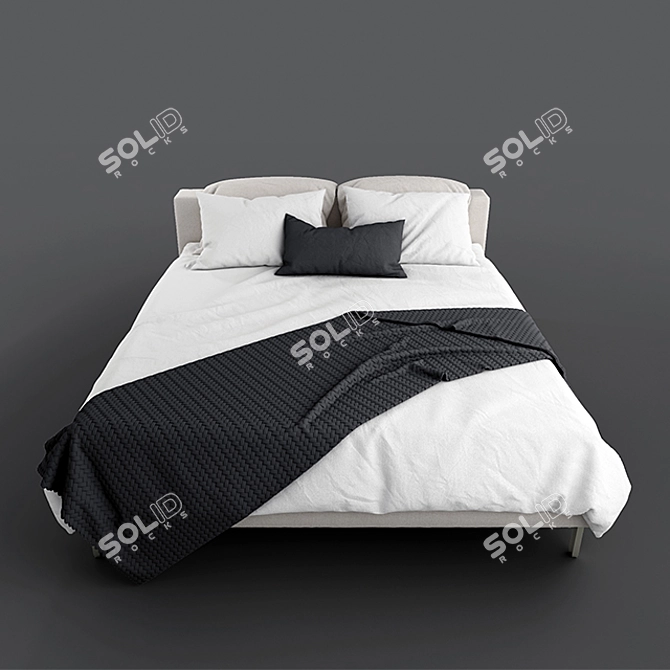 Sleek Modern Bed 3D model image 2