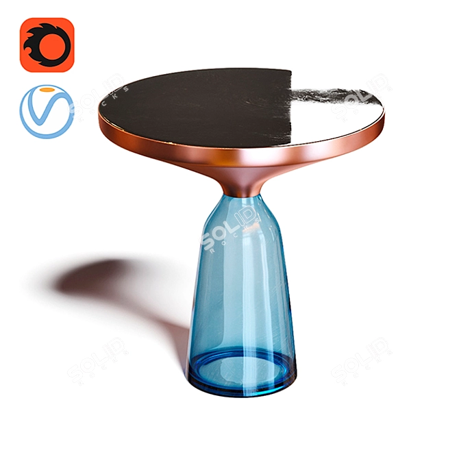 Handblown Glass and Metal Coffee Table 3D model image 1