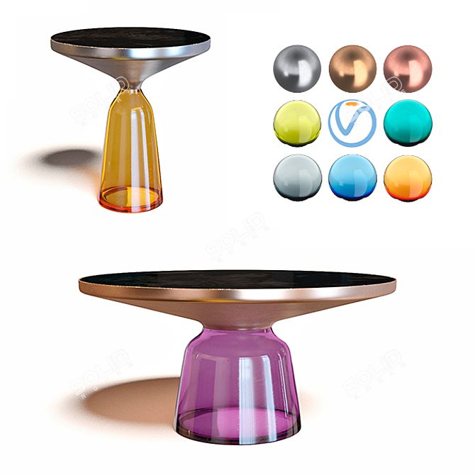 Handblown Glass and Metal Coffee Table 3D model image 3