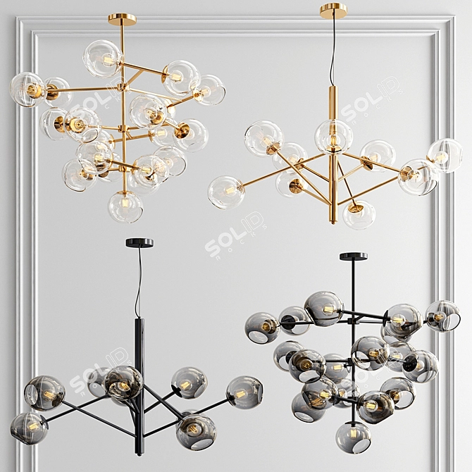 Contemporary Clear Glass Chandelier 3D model image 1