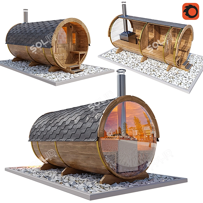 Traditional Finnish Outdoor Sauna 3D model image 1