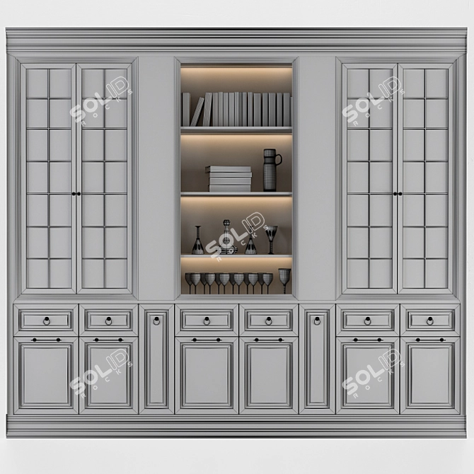 Elegant Cream Display Cabinet 3D model image 3