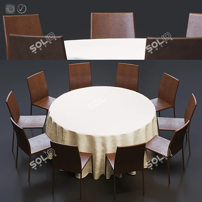 Slim Chair Table Set by Lignet Roset 3D model image 1