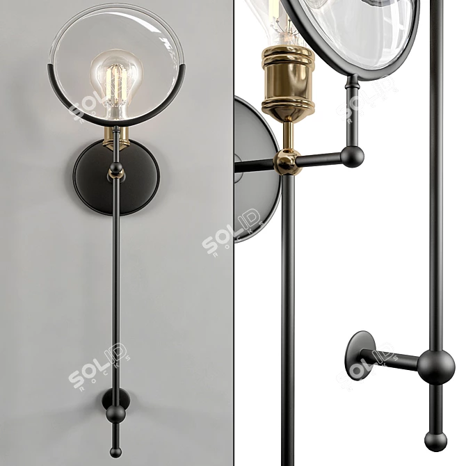 RH Gaslight Lens Sconce 3: Vintage Elegance Illuminated 3D model image 1