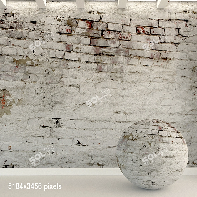 Vintage Brick Wall Texture 3D model image 1