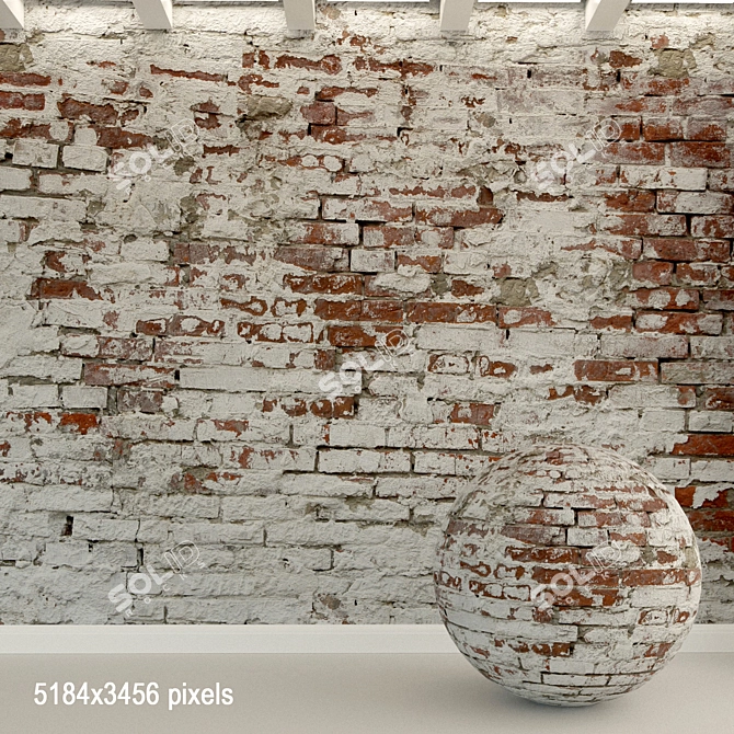 Vintage Brick Wall Texture 3D model image 1