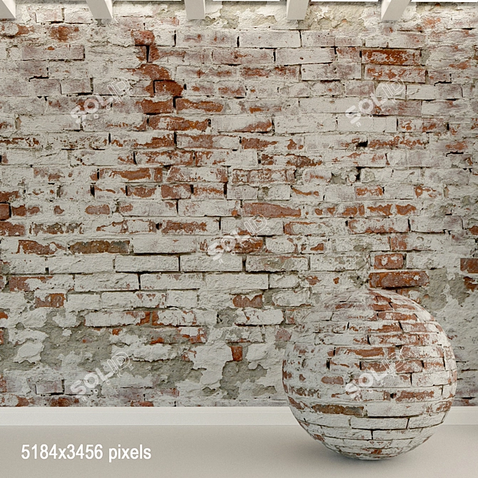 Antique Brick Wall Texture 3D model image 1