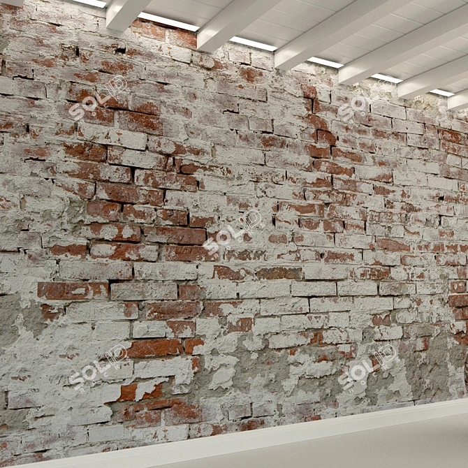 Antique Brick Wall Texture 3D model image 2