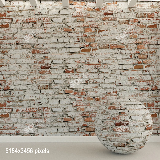 Vintage Brick Wall Texture 3D model image 1