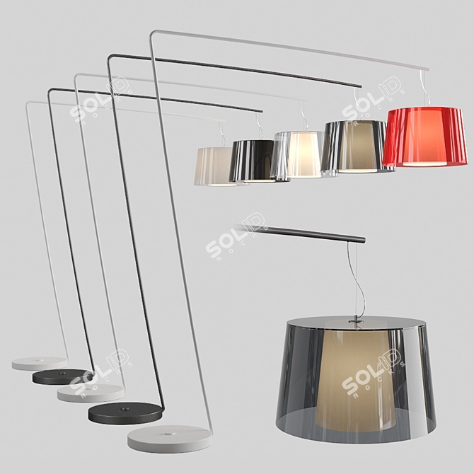 Steel Base Floor Lamp 3D model image 1