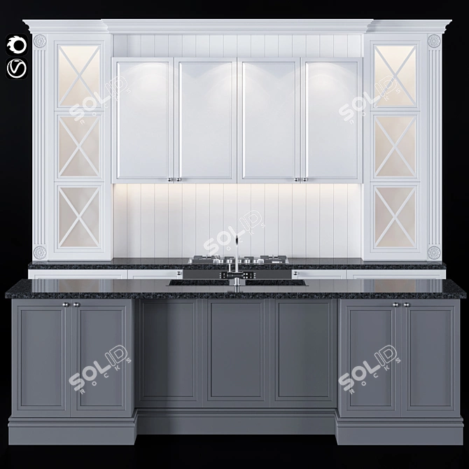 Modern Kitchen Design Set 3D model image 1