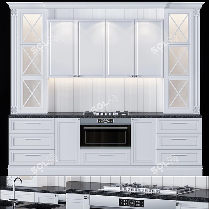 Modern Kitchen Design Set 3D model image 2