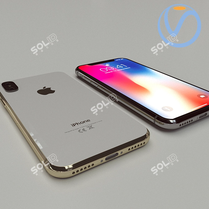 Sleek iPhone X: Black & White 3D model image 3