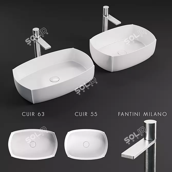 Arbi Cuir Countertop Washbasins - Elegant and Functional 3D model image 1