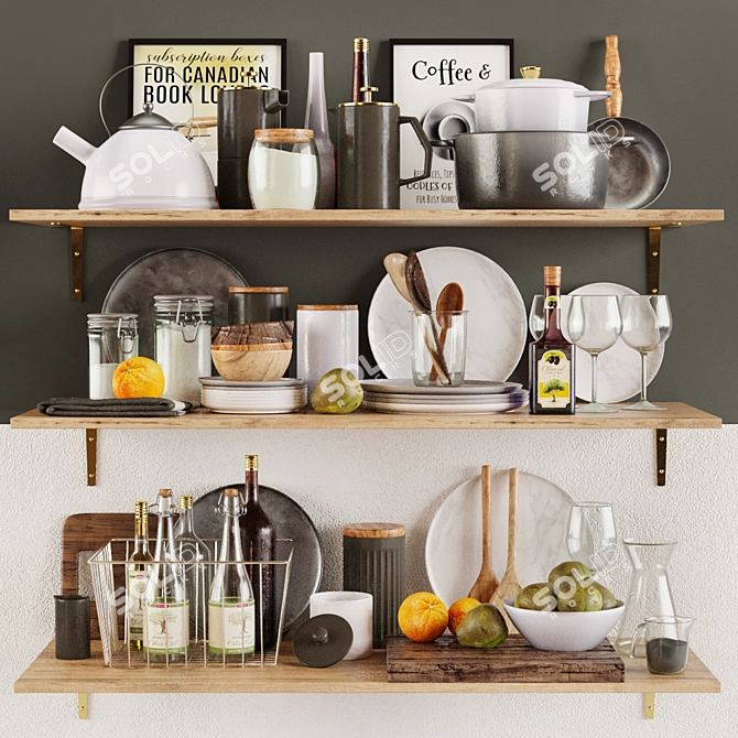 Elegant Kitchen Decor Set 3D model image 1