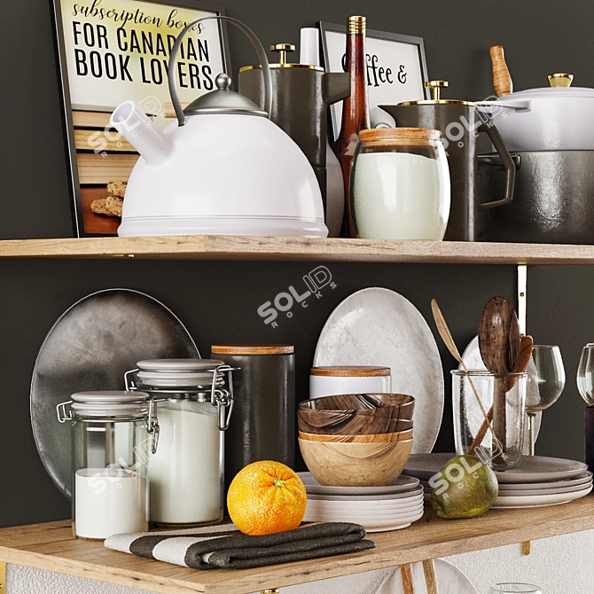 Elegant Kitchen Decor Set 3D model image 2