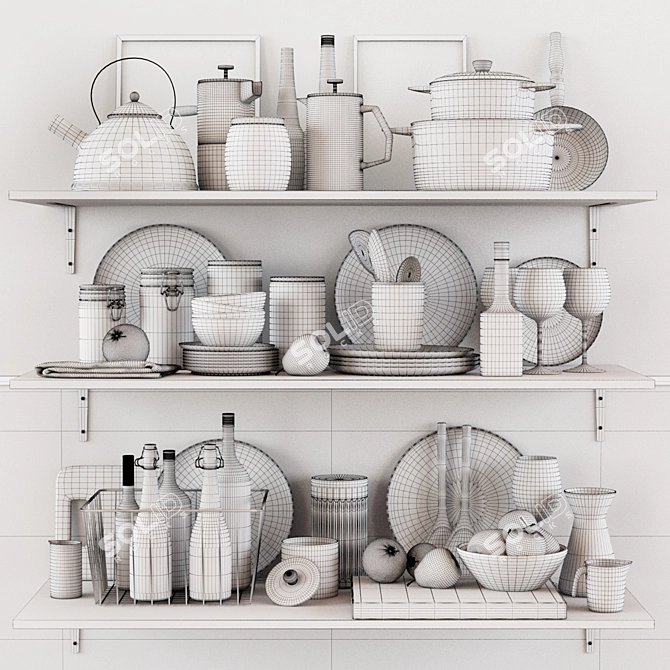 Elegant Kitchen Decor Set 3D model image 3