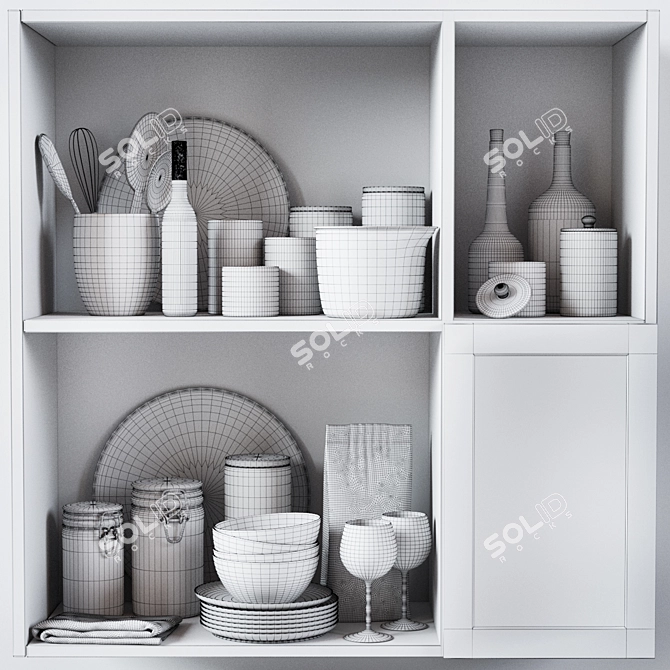 Elegant Kitchen Decor Set 3D model image 3