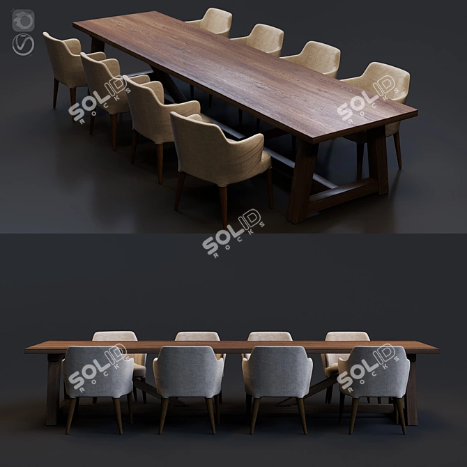 2-Piece Modern Table Set 3D model image 1