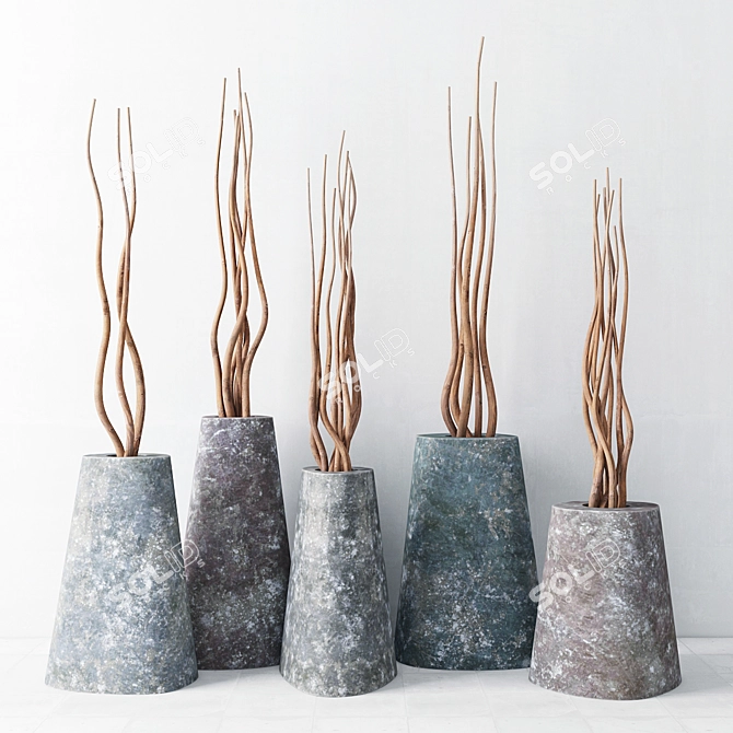 Concrete Branch Vase: Unique and Modern 3D model image 1