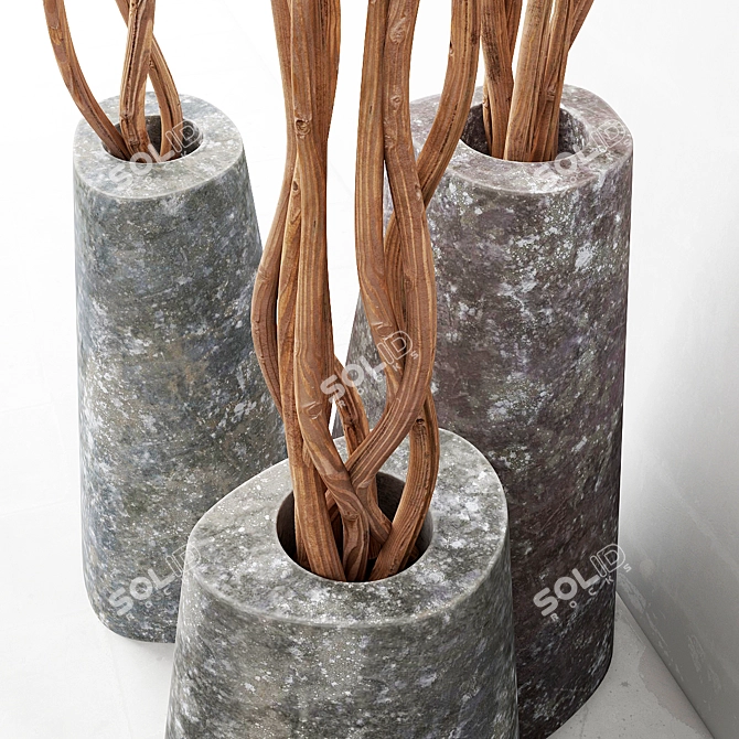 Concrete Branch Vase: Unique and Modern 3D model image 2