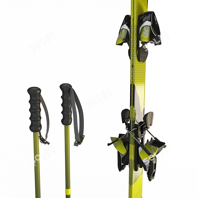 Extreme Ski Set: Skis and Sticks 3D model image 2