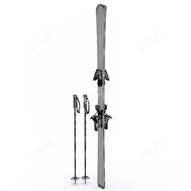 Extreme Ski Set: Skis and Sticks 3D model image 3