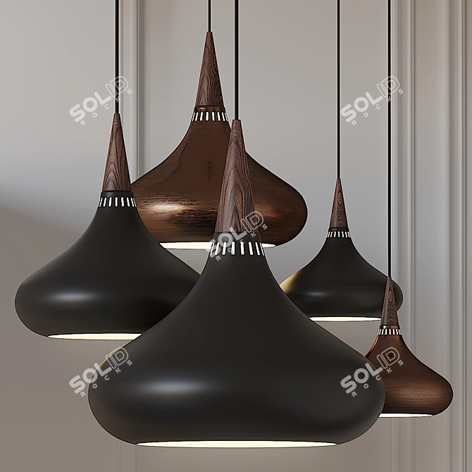 Orient Black Pendant Light by FRITZ HANSEN 3D model image 4