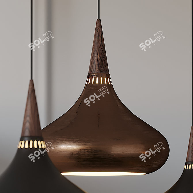 Orient Black Pendant Light by FRITZ HANSEN 3D model image 2